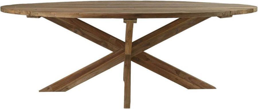 HSM Collection Eettafel Tuin Ovaal Met Kruispoot 240cm Naturel Oud Teakhout
