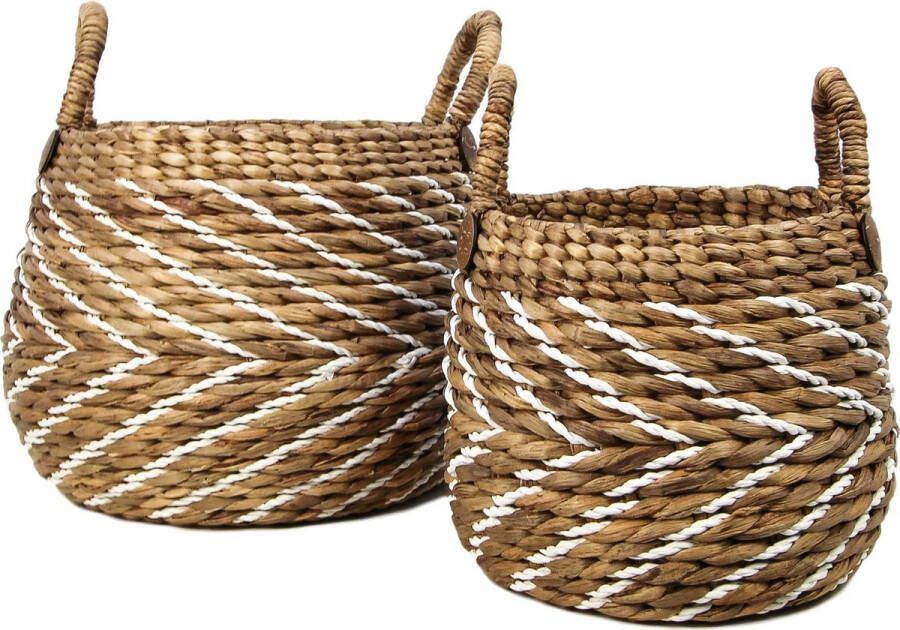 HSM Collection mandenset Agira (2 stuks) naturel wit Leen Bakker