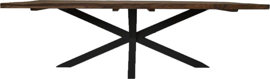 HSM Collection Rechthoekige tafel tuin 180x90x76 Naturel zwart Teak metaal