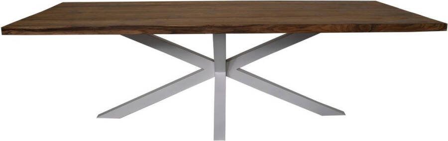 HSM Collection Rechthoekige Tuintafel Teak- Wit metaal gepoedercoat 180*90*76cm