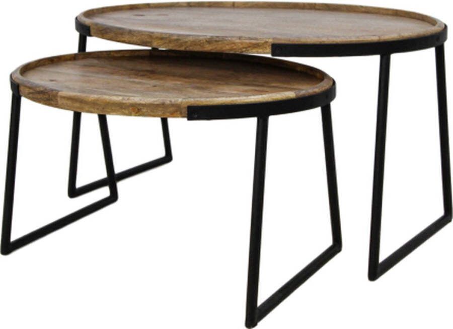 HSM Collection salontafel Paulson (2 stuks) naturel zwart Leen Bakker