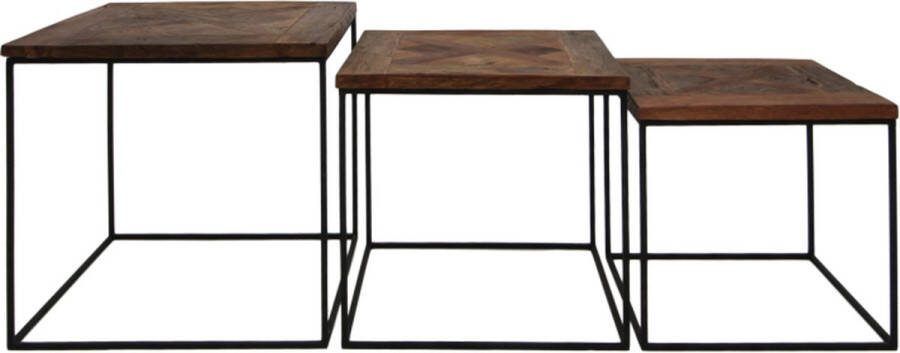 HSM Collection  salontafels Austin (set van 3) bruin zwart Leen Bakker