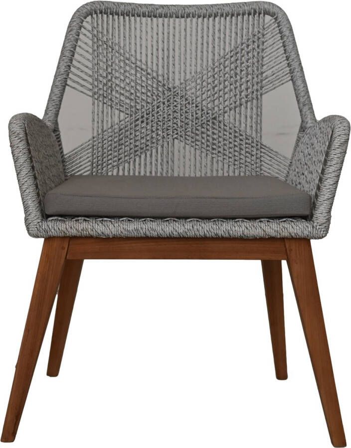 HSM Collection Eetkamerstoel Coco incl. kussen 68x68x73 grijs naturel Teak banana
