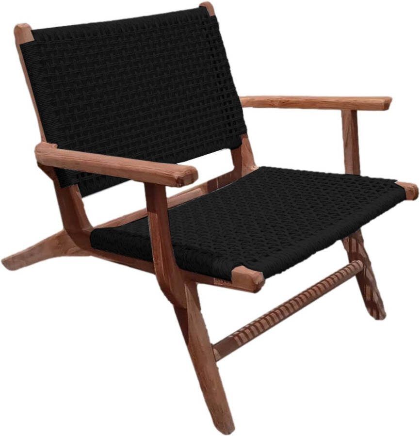 HSM Collection -Tuinstoel Rio Met Armleuning-80x80x67-Naturel Zwart-Teak Bananenblad