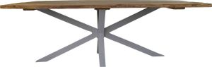 HSM Collection Tuintafel ovaal danish 220x110x78 Naturel wit Oud Teakhout metaal