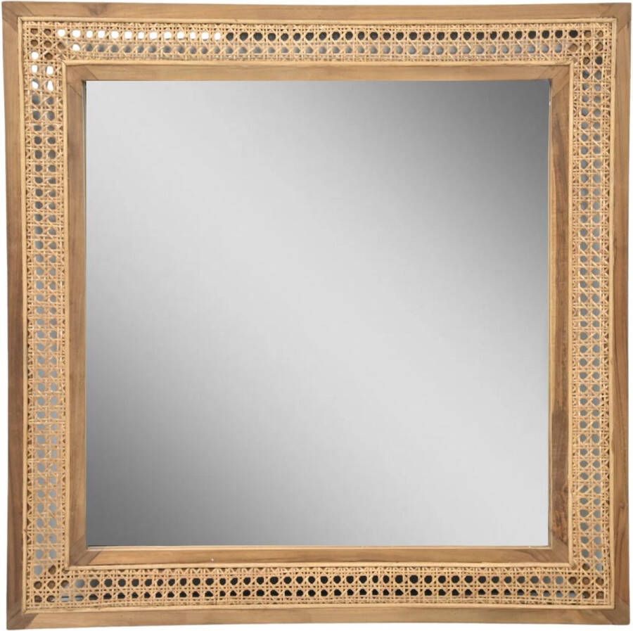 HSM Collection Vierkante spiegel 80x3x80- Naturel Teak rotan