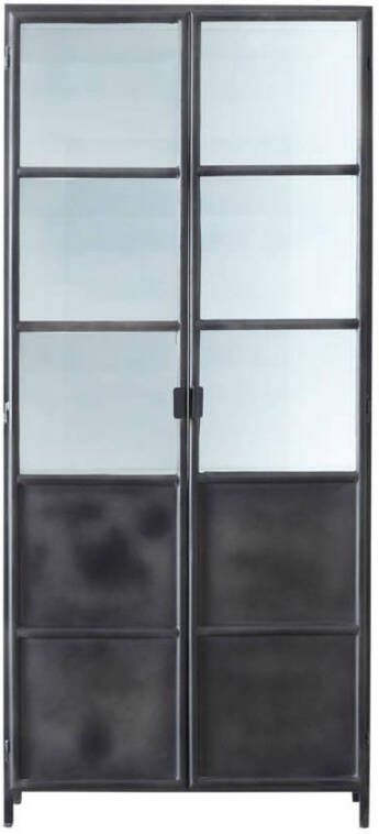 HSM Collection vitrinekast Bronx grijs wit 90x36x200 cm Leen Bakker