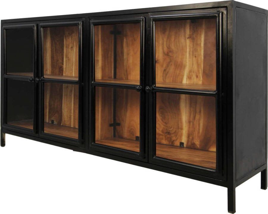 HSM Collection Dressoir Kingston naturel zwart 90x170x40 cm Leen Bakker