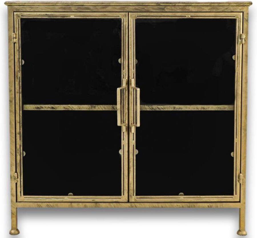 HSM Collection Vitrinekastje Fletcher 93x42x90 Antique Gold Metaal glas