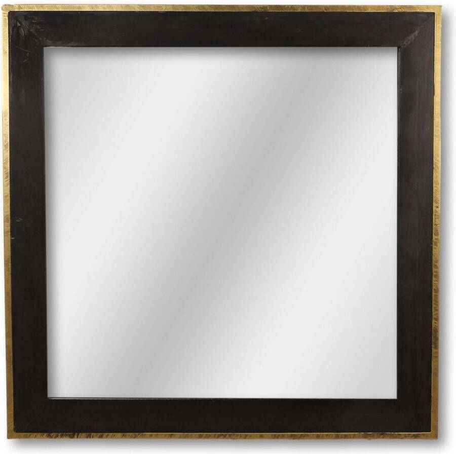 HSM Collection Wandspiegel 90x10x90 cm Goud zwart Teak