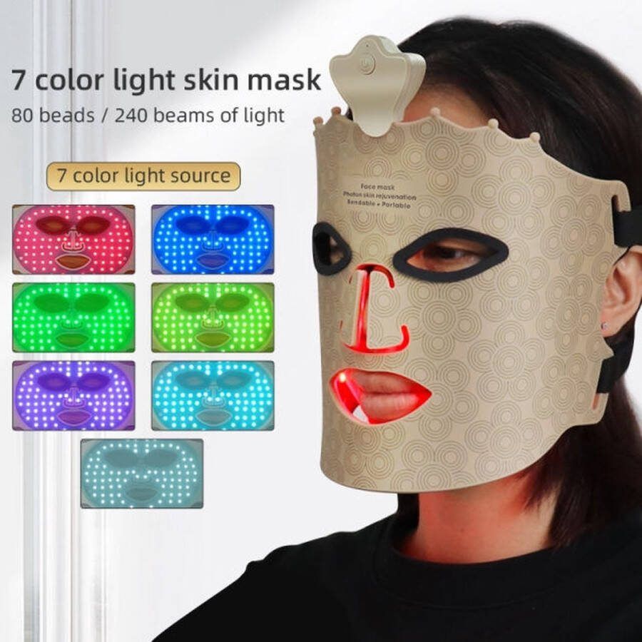 HSTS Professionele Geleide Lichttherapie 7 Kleuren Silicium Geleide Lichttherapie Gezichtsmasker behandeling Infraroodtherapie infraroodlamp Infrarood Masker Acne Patch Face Mask Skincare