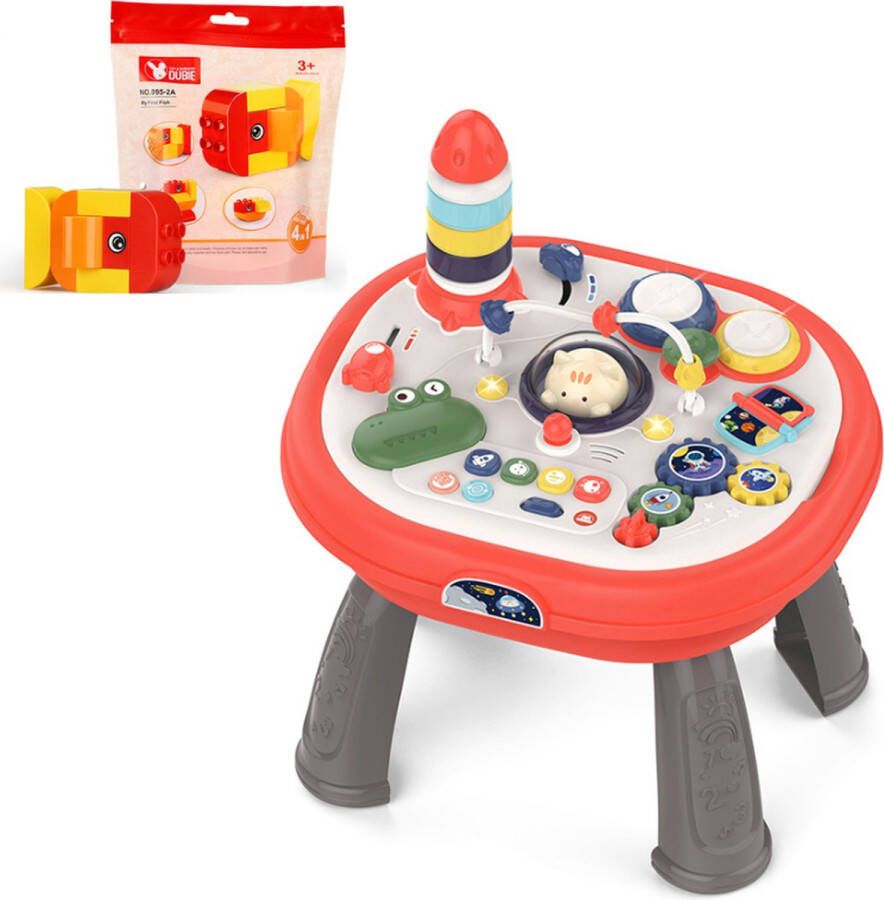 Joymaxx Activiteitentafel 2 in 1 Bouwtafel met bouwblokken Interactieve speeltafel baby en peuter Interactief en educatief speegoed vanaf 1 jaar