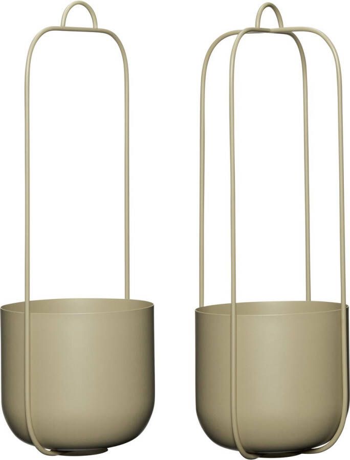 Hübsch Hubsch set van 2 plantenhangers Lotus Khaki Ø16 x 44cm