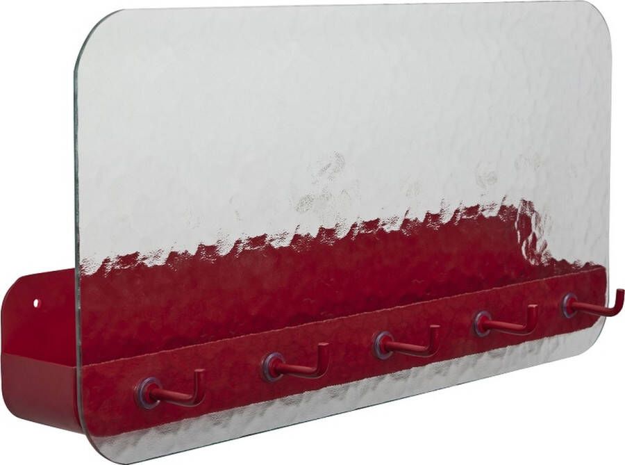 Hubsch Interior HÜBSCH INTERIOR SHACK mat rode kapstok van metaal met 5 haakjes 60x13xh39cm