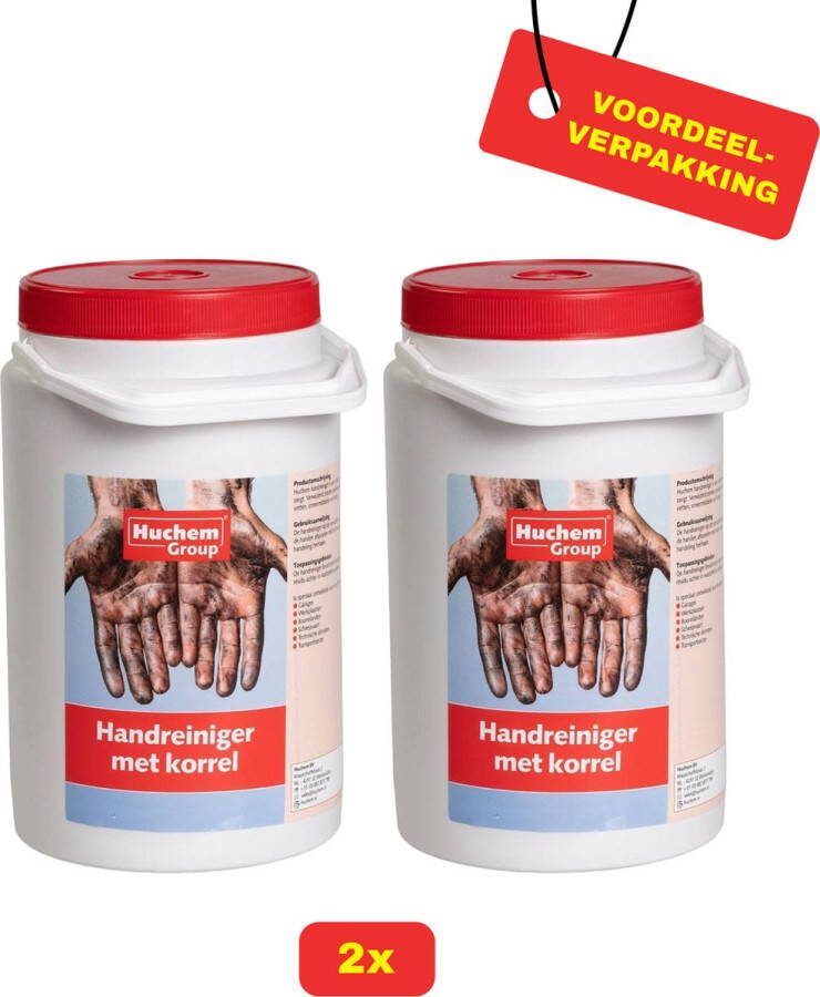 Huchem 2 x Garagezeep met korrel 3kg Industriële handzeep Werkplaats Garage Voordeelverpakking