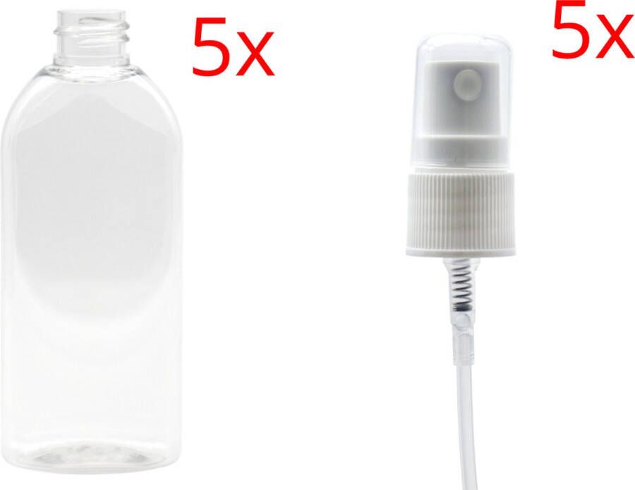 Hucil spray bottle 100 ml 5x verstuiver parfum leeg plantenspuit spray flesje flacon sprayflacon sprayflesje leeg