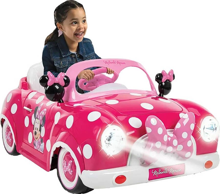 Huffy Minnie Mouse Elektrische Kinderauto Voor Meisjes 6v Auto op Batterijen Roze 3+ Jaar Werkende Autolampen en Geluiden