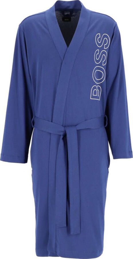 Hugo Boss heren badjas katoen tricot blauw Maat: L