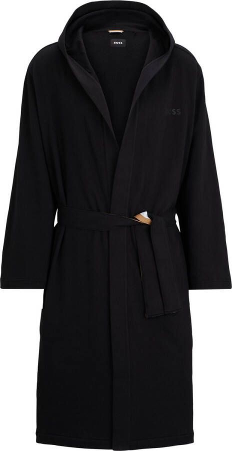 Hugo Boss Iconic French Terry Robe heren badjas (middeldik) zwart Maat: L