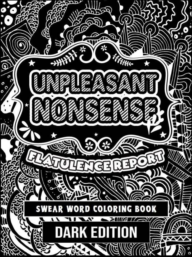 HugoElena Scheldwoorden kleurboek van Unpleasant nonsense: Flatulence report Kleurboek voor volwassenen Engelse editie