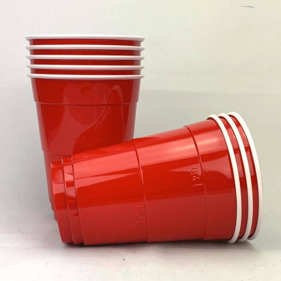 Huhtamaki Duurzame Red Party Cups 50 Stuks Party Bekers Red Cups Red Party Cups American Cups Rood Beerpong Bekers 400 ml