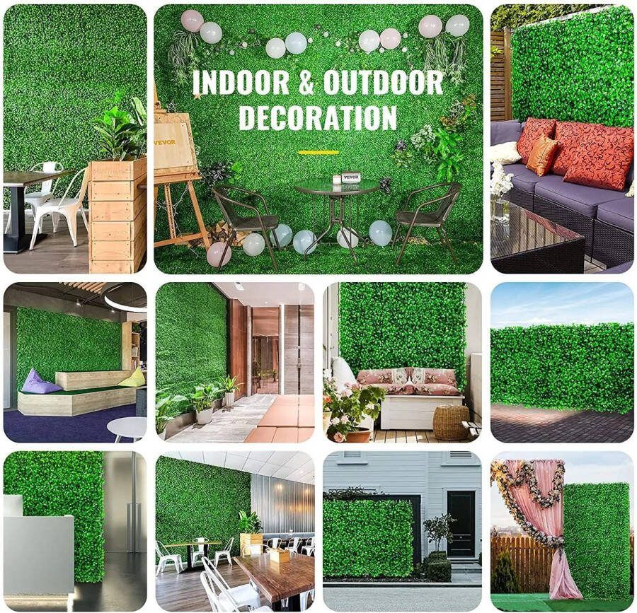 Huis-tuin online Kunstmatige Planten Muur Decoratie Buxus Wandpaneel Home Decor Nep Planten Gras Achtergrond Muur Privacy muur 24 stuks