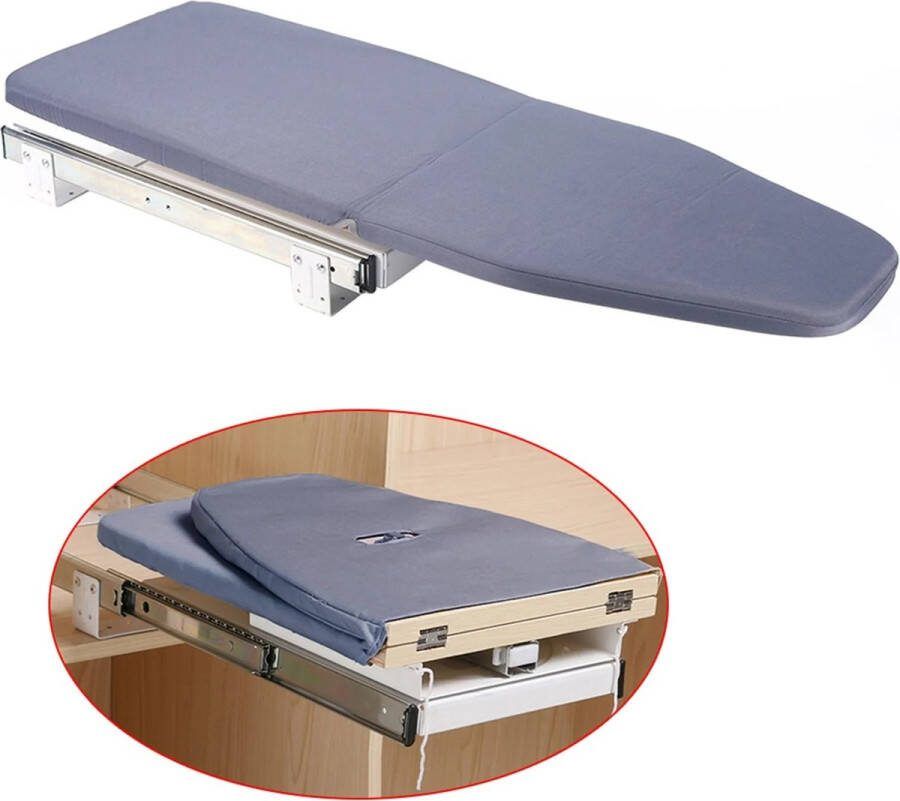 Huis-tuin online Strijkplank -Opvouwbaar 180 ° Rotatie Intrekbaar Pull & Push Voor Kast Eenvoudig Te Installeren Grijs
