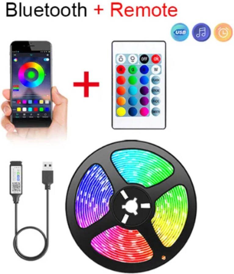 Huiselijk Geluk Led-Strips 5 Meter Led Strip Met Afstandsbediening Bluetooth Led Strip 5 Meter Ledstrip Verlichting