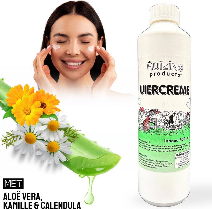 HUIZING PRODUCTS UIERCREME Huizing Uiercrème Navulfles 500ML – uiercreme – uierzalf geparfumeerd – Aloë Vera & Kamille – huidverzorging – bodymilk – bodycreme – bodylotions bodylotion dames – bodylotion – aftersun