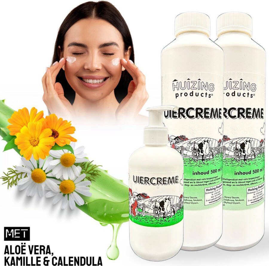 HUIZING PRODUCTS UIERCREME Huizing Uiercrème Pompfles 250ML + 1000ML – uiercreme – uierzalf geparfumeerd – Aloë Vera & Kamille – huidverzorging – bodymilk – bodycreme – bodylotions bodylotion dames – bodylotion – aftersun