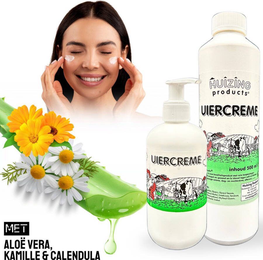HUIZING PRODUCTS UIERCREME Huizing Uiercrème Pompfles 250ML + 500ML – uiercreme – uierzalf geparfumeerd – Aloë Vera & Kamille – huidverzorging – bodymilk – bodycreme – bodylotions bodylotion dames – bodylotion – aftersun