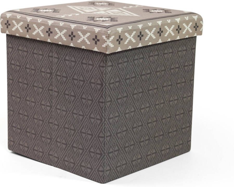 Human Comfort Opberger Opbergbox Ottoman Poef Hocker -Vierkant Speelgoedkist Sppelgoedbox -Bijzettafel Opvouwbaar Vintage Grijs fijn