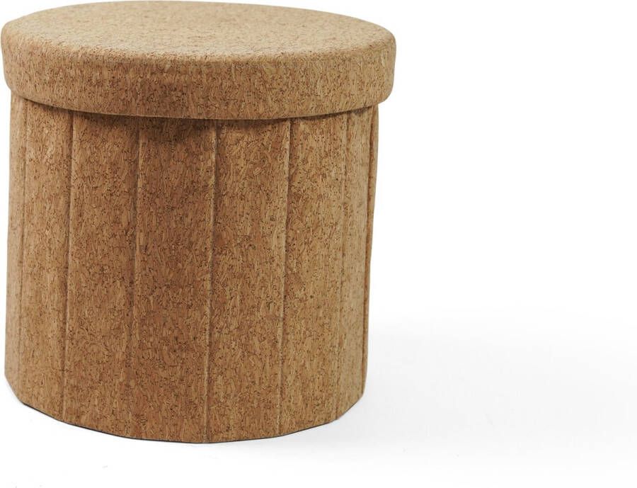 Human Comfort Opberger Opbergbox Ottoman Poef Hocker Vierkant Speelgoedkist Legobox Bijzettafel Opvouwbaar – Vintage – Krantenbak Kurk Rond