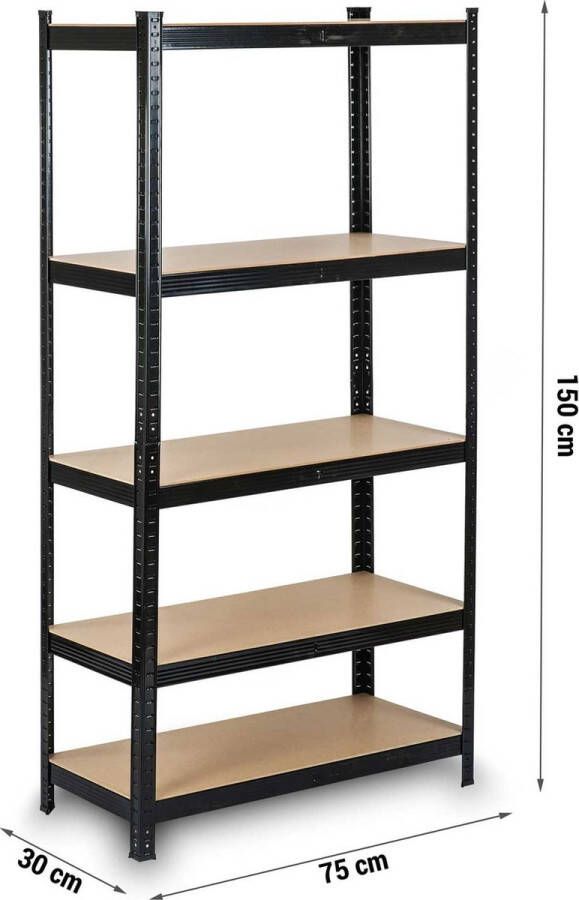 Humberg Metalen opbergrek 150 x 75 x 30 cm HR-811 zwart