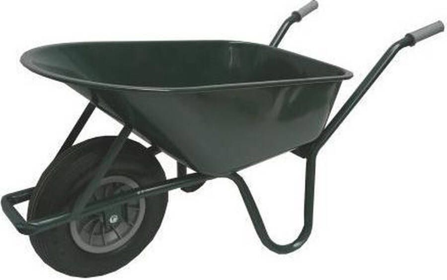 Kruiwagenwinkel.nl Metalen bouwkruiwagen 85 liter groen met anti-lek kruiwagenwiel