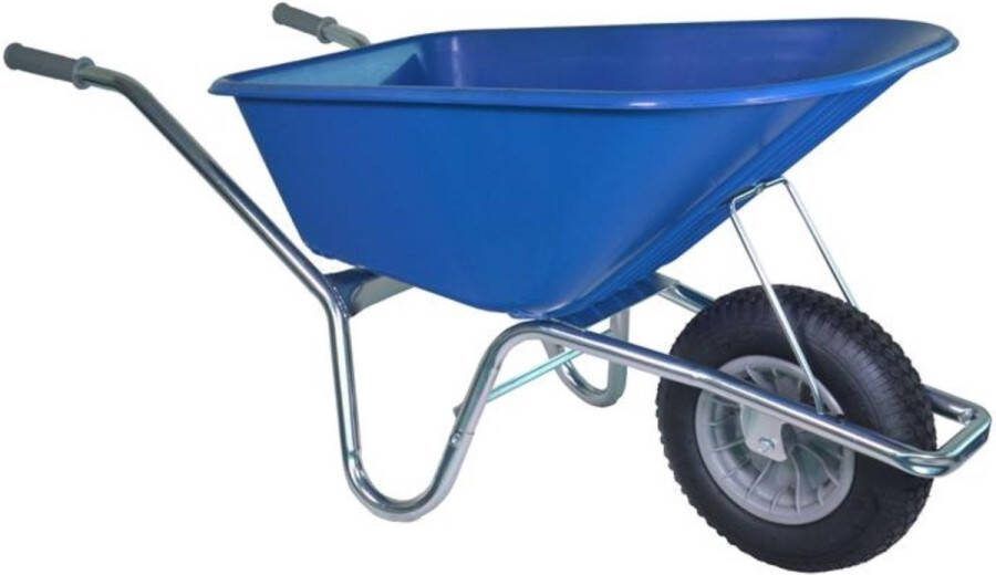 Kruiwagenwinkel.nl Kruiwagen verzinkt 100 liter blauw met binnen- en buitenband