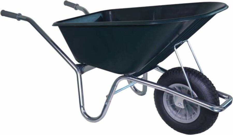 Kruiwagenwinkel.nl Kruiwagen verzinkt 100 liter groen met binnen- en buitenband