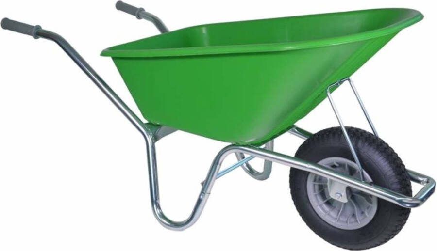Kruiwagenwinkel.nl Kruiwagen verzinkt 100 liter lime groen met binnen- en buitenband