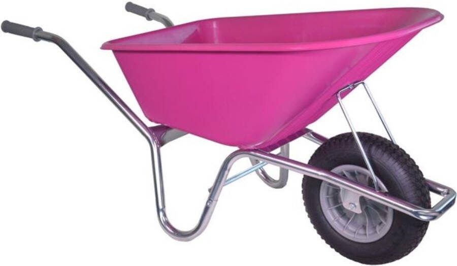 Kruiwagenwinkel.nl Kruiwagen verzinkt 100 liter fuchsia met binnen- en buitenband