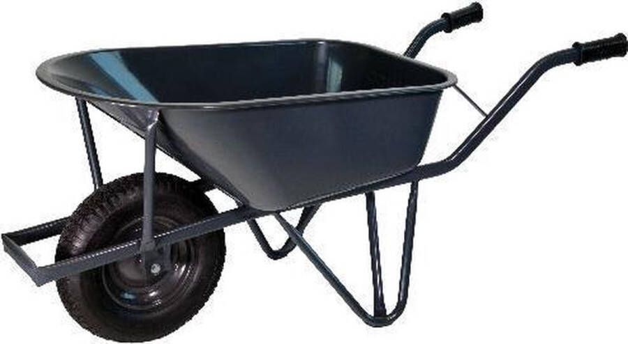 Kruiwagenwinkel.nl Bouwkruiwagen metaal met verzwaarde ovale buis 85 liter met anti-lek kruiwagenwiel
