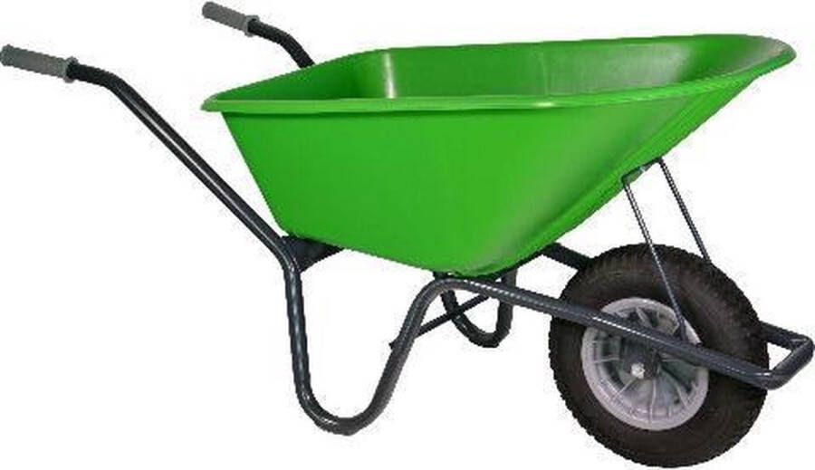 Kruiwagenwinkel.nl Kruiwagen gecoat 100 liter lime groen met binnen- en buitenband
