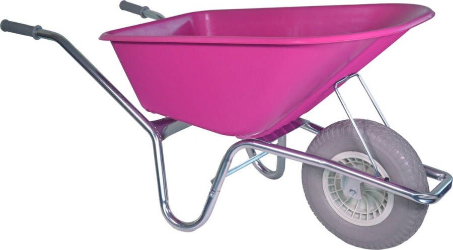 Kruiwagenwinkel.nl Kruiwagen verzinkt 100 liter fuchsia met anti-lek kruiwagenwiel