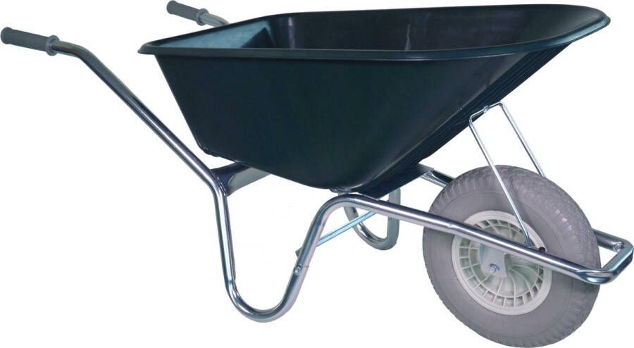 Kruiwagenwinkel.nl Kruiwagen verzinkt 100 liter groen met anti-lek kruiwagenwiel