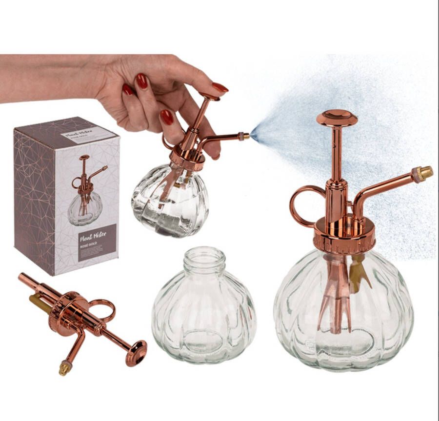 Hunta Plantenspuit Roze Goud- Glas Vintage Spray Water Verstuiver Plantenspray