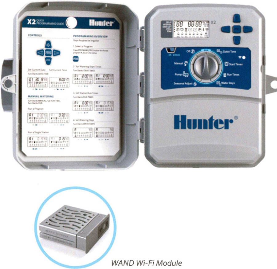 Hunter besproeiingscomputer X2-Core 401 (buitenmodel IP44) 4 stations 3 programma's met elk 4 start tijden