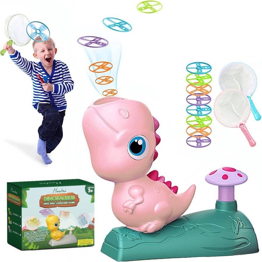 Huntex Dino Flying Disc Game Roze Tot Wel 10 Meter Hoog Lanceren! Binnen en Buiten Speelgoed Voor Jongens en Meisjes Zomer Winter Speelgoed Buitenspel Zwembad Speelgoed Flying Ball Ufo