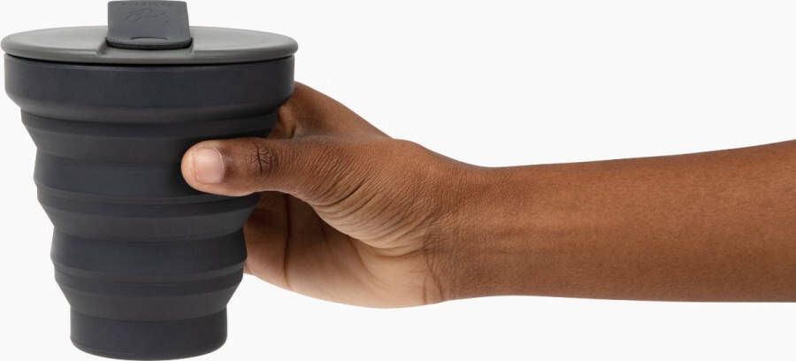 HUNU Beewise Koffiebeker Opvouwbare Siliconen beker Duurzaam Reisbeker To-Go Cup Donkergrijs 235ml