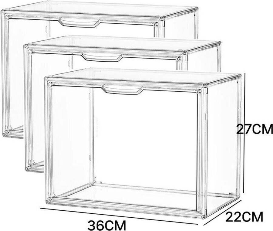 Hupruce LILEV28 3pcs Vitrine & Organizer Geschikt voor Tassen Boeken Tentoonstellen kostbare bezittingen Decor Transparant Opbergdoos