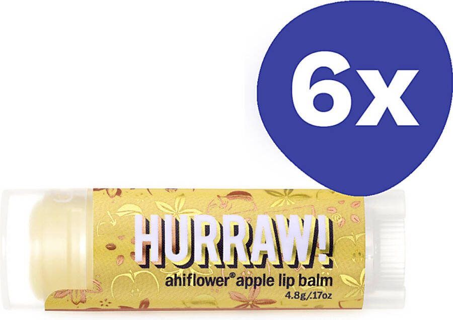 Hurraw Ahiflower Apple Lippenbalsem (6x 4 3gr)