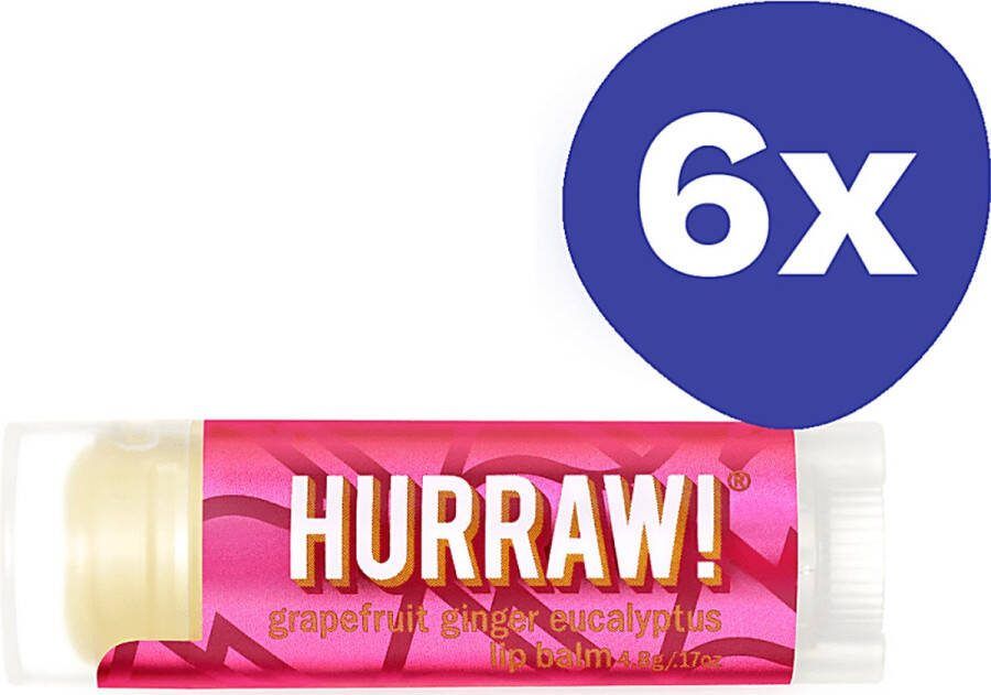 Hurraw Grapefruit Ginger Eucalyptus Lippenbalsem (6x 4 3gr)